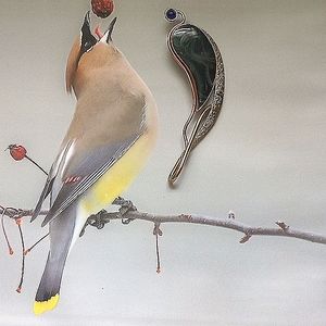 Pin neckpiece asst.metal colors of silver gold pink gold w multi color stone 3 "